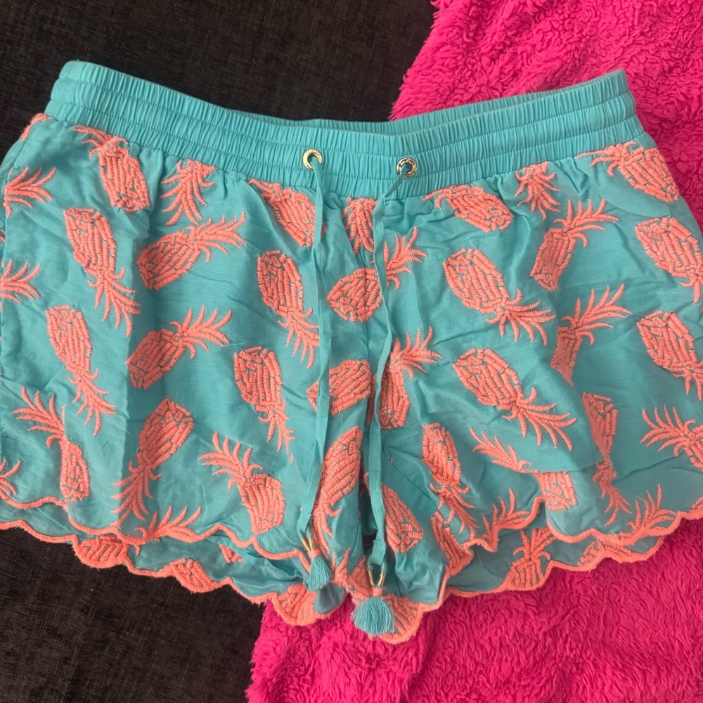 Lilly Pulitzer Teal and Coral Pineapple XS Shorts